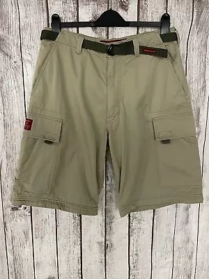 ABERCROMBIE & FITCH Mens Heavy Cargo Combat Shorts Small Medium 32” Beige Belted • £22.95