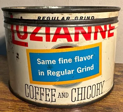 Luzianne Coffee & Chicory 1 Pound Tin Can & Lid~Short & Wide~Vintage! • $19.99