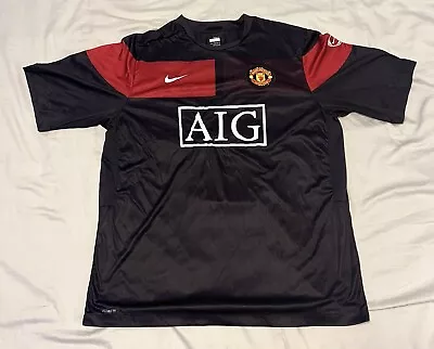 Nike AIG Manchester United Black Shirt Jersey Dri-Fit Mens Black • $44.99