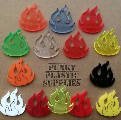 3x Flame Fire Laser Cut Acrylic Charms/pendants/ Cabochons/ Jewellery Making • £2