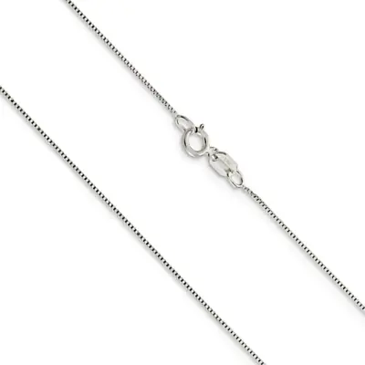 14K White Gold Solid Box Chain .7mm Wide Spring Ring Clasp 16 18 20 22 24 Inch • $169.92