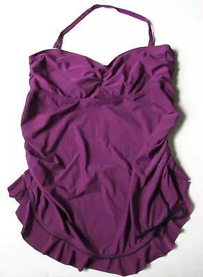 Liz Lange Maternity Purple Halter Or Bandeau Tankini Swim Top XL • $12.99