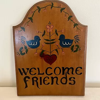 VTG Rustic Wall Hanging Plaque BlueBird  Welcome Friends Country Retro 70s 80s • $21.50