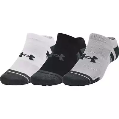 Under Armour Unisex Performance Tech (3 Pack) No Show Socks Gym - Grey • £10.99