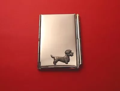 £19.99 • Buy Dandie Dinmont Dog Motif On Chrome Notebook / Card Holder & Pen Christmas Gift