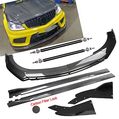 For Mercedes Benz C63 AMG W204 Carbon Fiber Front Bumper Lip Spoiler Side Skirt • $159.99