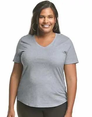$11.83 • Buy Just My Size V Neck Tee Women's Cotton Jersey Short-Sleeve Plus Size Shirt Top