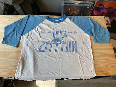 1977 An Evening With Led Zeppelin Tour Rare Vintage Shirt XL BLUE/White Baseball • $500