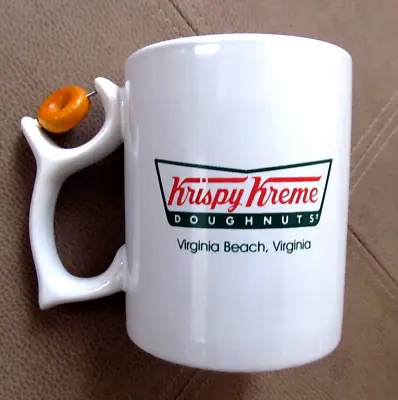 Rare  Virginia Beach Vintage Krispy Kreme Coffee Mug W/ Doughnut Spinner • $24.95