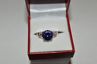 Diamond Ring Sterling Silver Tanzanite Gemstone  • £57.86