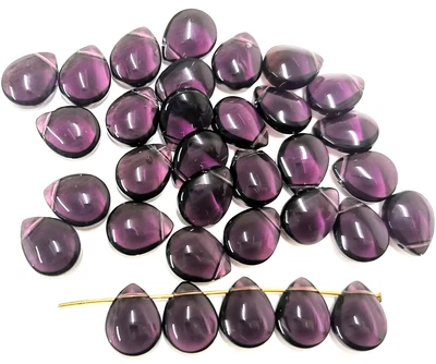£1 • Buy 30 Beautiful Glass Teardrop Shaped Pendants Clear Deep Amethyst - Unique Lot