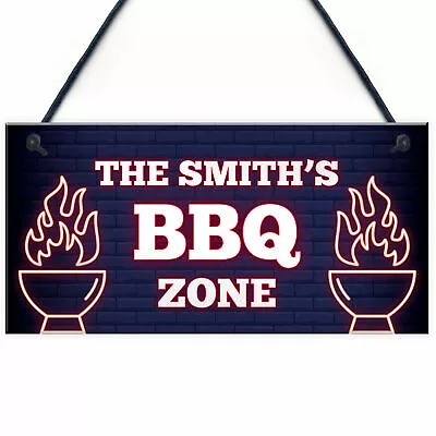 BBQ Signs For Garden Shed Summerhouse Personalised BBQ Zone Man Cave Sign • £5.99