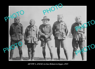 Old Large Historic Photo Australian Military Wwi Aif Soldiers In Gas Masks 1915 • $8.50