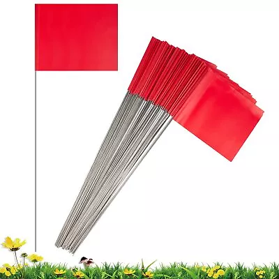 Marking Flags Marker Flags For Lawn 50Pack 4 * 5 * 15 Inch Red PVC Small • $13