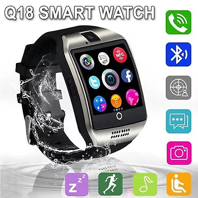 Q18 Bluetooth Smart Watch With Camera Support SIM Card Pedometer Fitness Tracker • $31.99