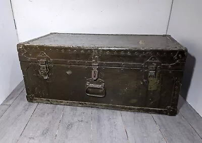 Vintage US Army Military Miller Mfg Foot Locker Trunk Chest Storage Box Green • $175.50