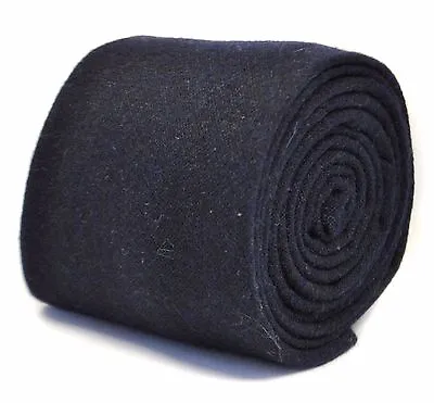 £15.99 • Buy Frederick Thomas Designer Tweed Wool Mens Tie - Dark Navy Blue - Plain Skinny
