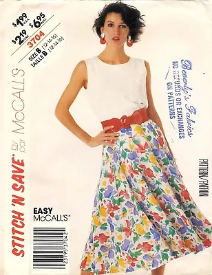 McCall's Stitch N Save Sewing Pattern # 3704 Misses Top & Skirt New Uncut Folded • $12.99