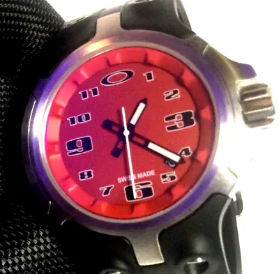 OAKLEY BOTTLE CAP WATCH Swiss Red Dial W/ Brushed Stainless & Zip Vault Rare • $1199.99