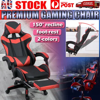 $123.88 • Buy Deluxe Gaming Office Chair Racing Executive Footrest Computer Seat PU Leather
