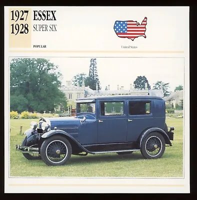 1927 1928 Essex Super Six  Classic Cars Card • $4.95