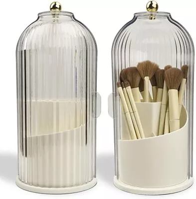 360° Rotating Makeup Brush Holder Storage Box Dustproof Brushes Container Gifts • £9.99