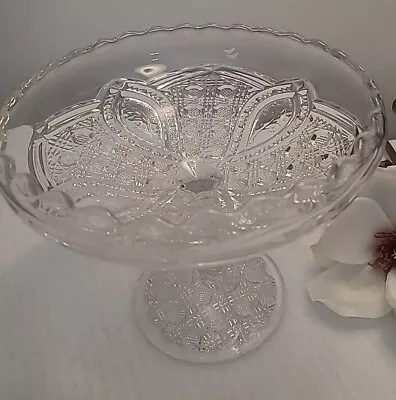 Vintage Cut Glass Pedestal Bowl  • $13.45