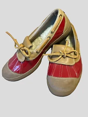 UGG Haylie Women's Wool Lined Leather Boat Duck Shoes Loafers Brown Red Size 5.5 • $12.50