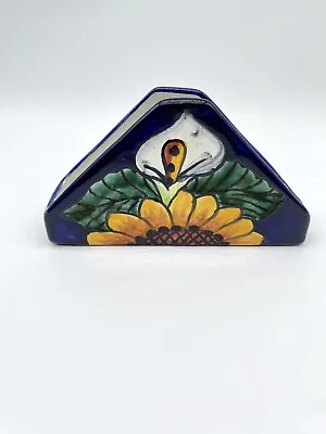 Mexican Talavera Floral Cala Lilly Sunflower Napkin Holder Kitchen Hand Painted • $12