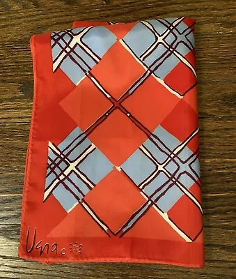 VERA NEUMANN Silk Rectangle Scarf Orange Geometric Ladybug Vintage 14 X44” • $9