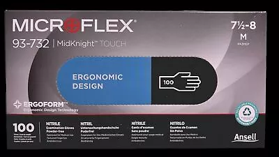 1-Box* Microflex MidKnight Touch PF Exam Nitrile 100 Gloves 7.5-8 Medium 93-732 • $19.99