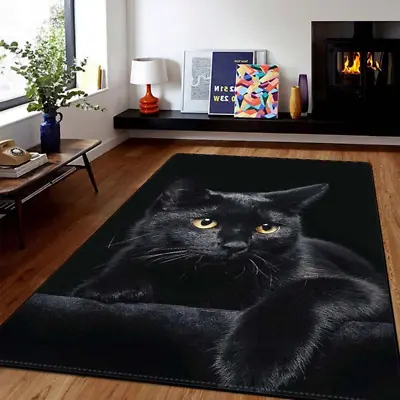 £13.15 • Buy 3D Black Cat Polyester Living Room Area Large Rugs Floor Rug Door Mat