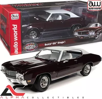 Autoworld Amm1296 1:18 1970 Buick Gs Stage 1 (mcacn) Burgundy Mist • $99.99