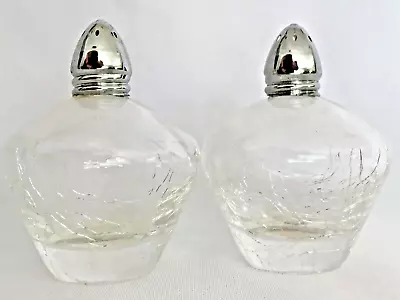 Vintage Crackle Glass I.W. Rice & Co. Salt & Pepper Set Made In Japan Silver EUC • $24.99