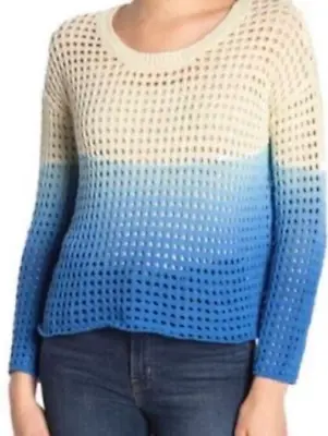 $9.95 • Buy Good Luck Gem Blue Ombre Open Stitch Sweater Long Sleeve NEW Women's Small