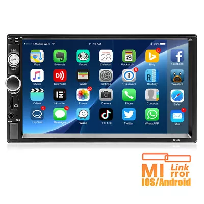 2DIN 7 Car Radio Stereo Mirror Link Bluetooth USB TF AUX Remote Touch Screen • £19.99