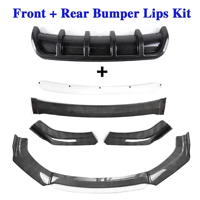 $85.99 • Buy Carbon Fibre Car Front Rear Bumper Lip Kit Splitter Diffuser Universal Protector