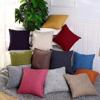 £4.29 • Buy 17  X 17  Beautiful LINEN Cushion Covers 13 Colours Scatter Sofa Pillow Cotton