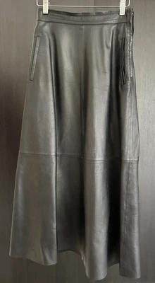 $450 • Buy Scanlan & Theodore Black Leather Long Skirt Size 6. Excellent Condition.