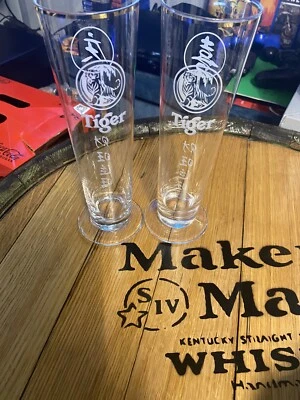 £13.99 • Buy Vintage Tiger Beer Half Pint Gold Rim Glasses