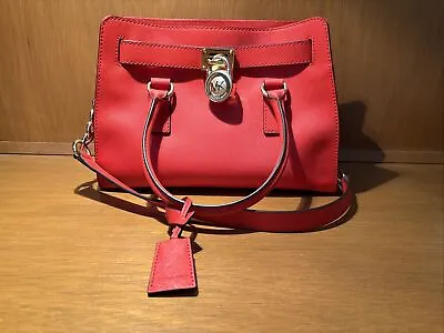 MICHAEL KORS Mandarin HAMILTON Structured Leather Handbag Satchel New • $120