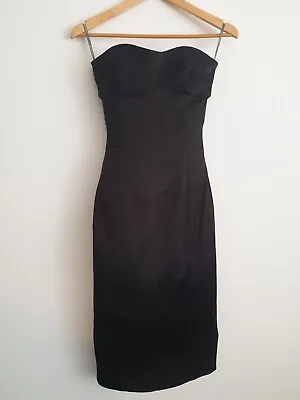 £25 • Buy Press & Bastyan Black Midi Corset Dress, UK Size 8