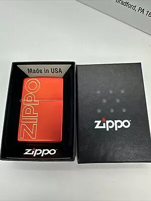 Zippo Original Lighter Regular/Metallic Red Lasered Zippo Logo / Case • £24.99