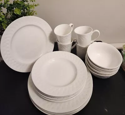 MARTHA STEWART MSE White French Cupboard 16pc Service For 4 EUC PlatesBowlsMug • $229.97