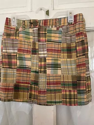 Ann Taylor Loft Petites Skirt Size 4P Patchwork Madras Cotton Preppy Green • $16.97