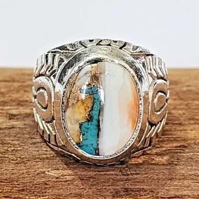 Handmade Oyster Turquoise Beautiful Ring Solid 925Silver Men's Ring All Size S60 • $14.37