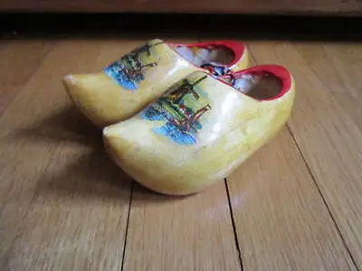 Wooden Shoes Holland Decorative 5.5  1960s Windmill Sailboat Vintage Small  • $16.95