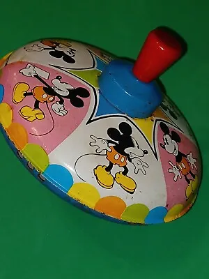 Vintage Walt Disney Mickey Mouse Metal Tin Spinning Toy Top 1978 USA • $13.99