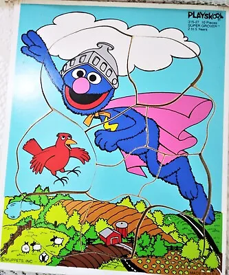 Vintage PLAYSKOOL Puzzle MUPPETS  Super Grover  315-27 ~ Particle Board • $9