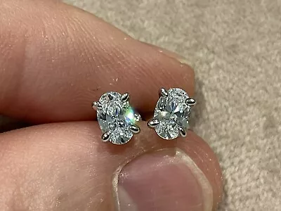 £55 • Buy 1.0 Carat Lab Created Diamond Solitaire Stud Earrings Set In Platinum Plated 925